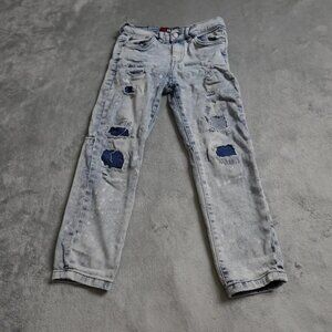 Panyc Pants Girls Size 7 Denim Blue Distressed Straight Leg Mid Rise Casual